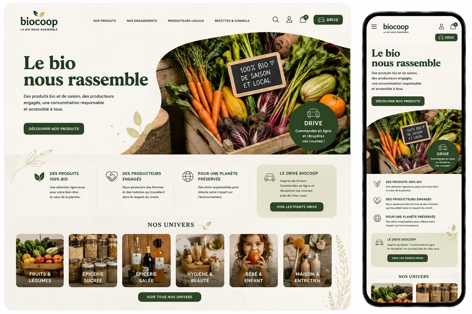 Aperçu du template Biocoop — Épicerie bio
