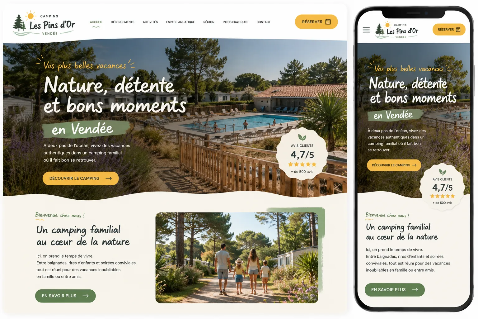 Aperçu du template Camping Les Pins d'Or