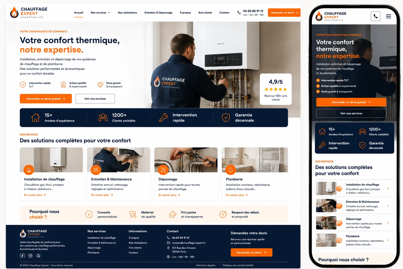 Aperçu du template Chauffage Expert