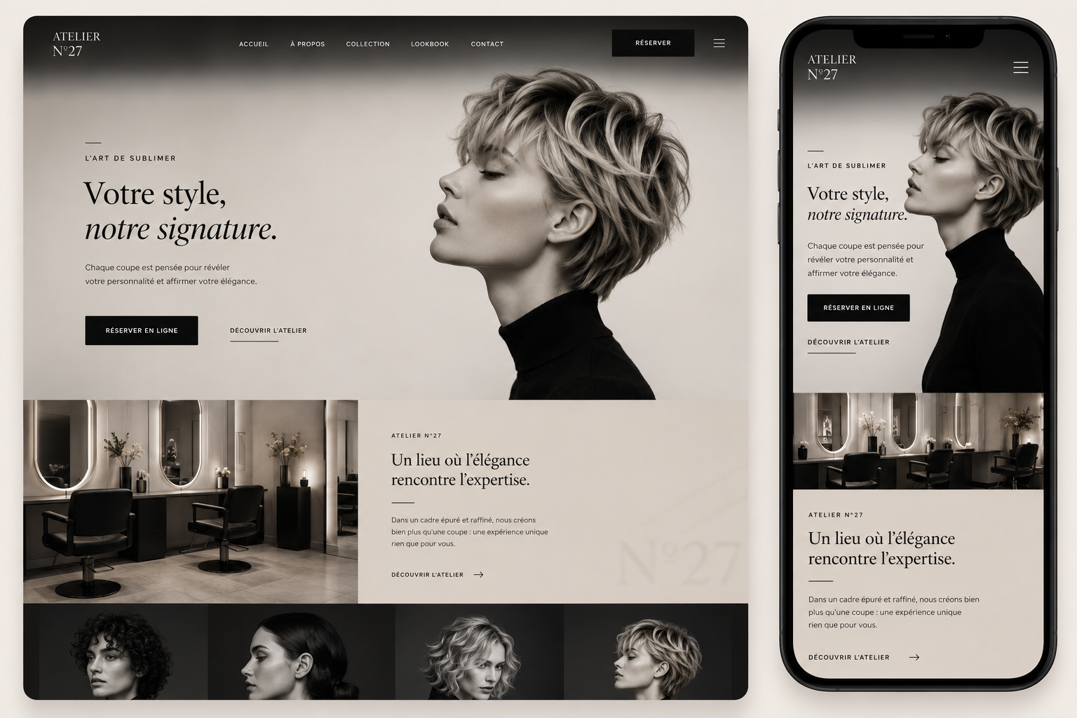 Aperçu du template Salon de coiffure Minimal