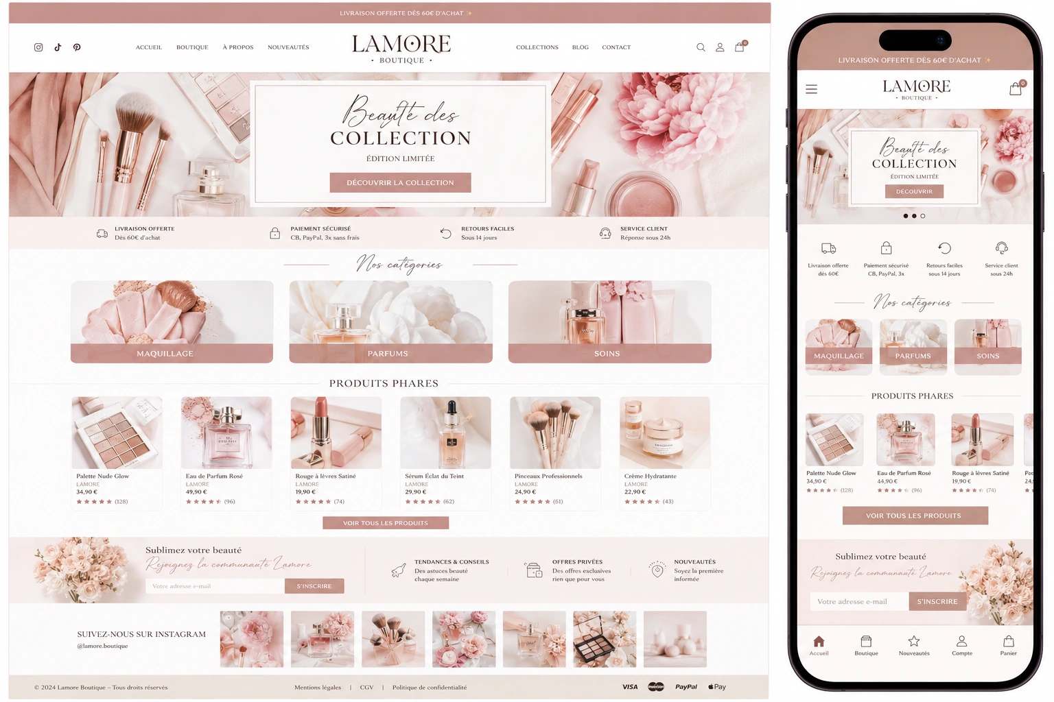 Aperçu du template E-commerce beauté