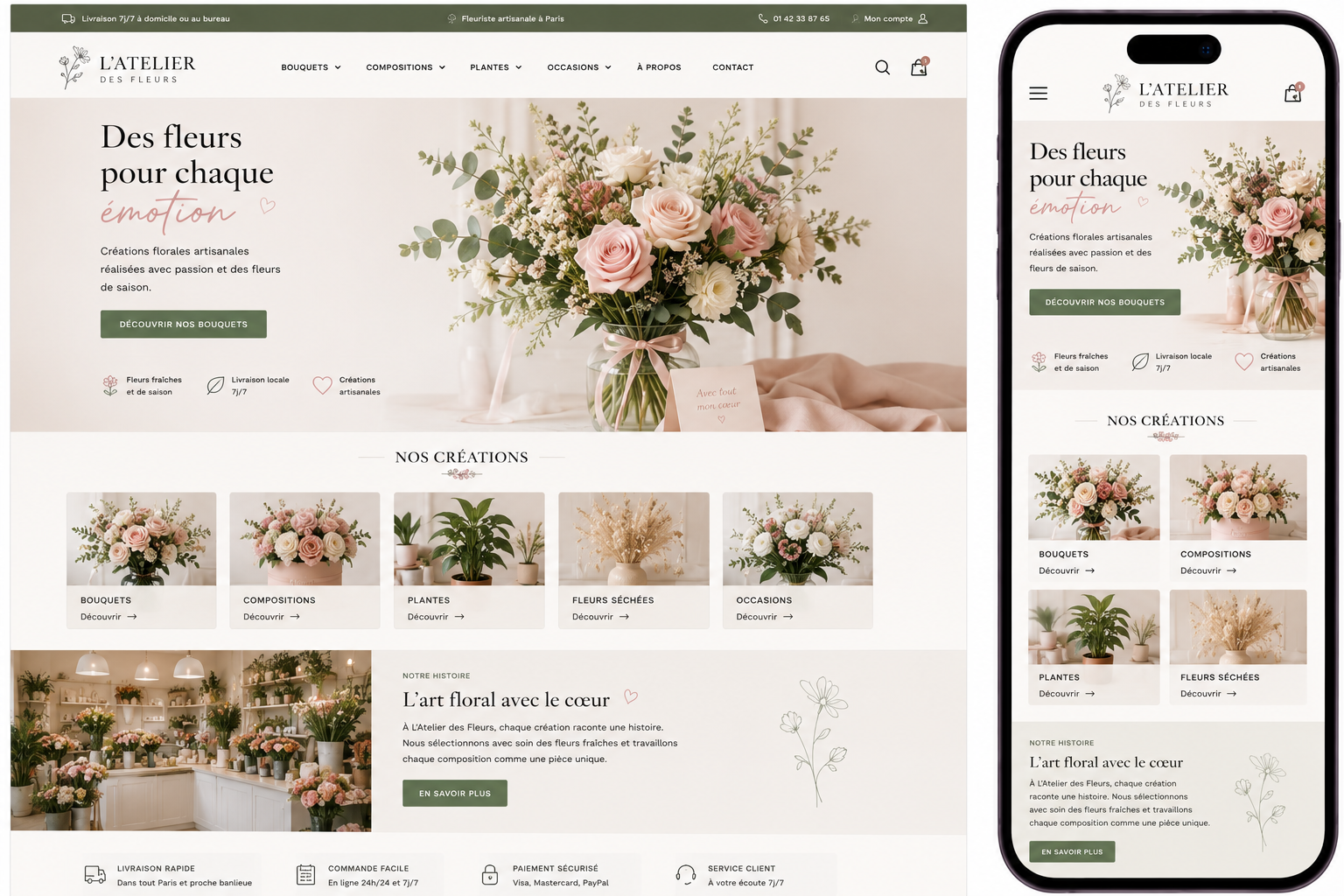 Aperçu du template Fleuriste Atelier des Fleurs