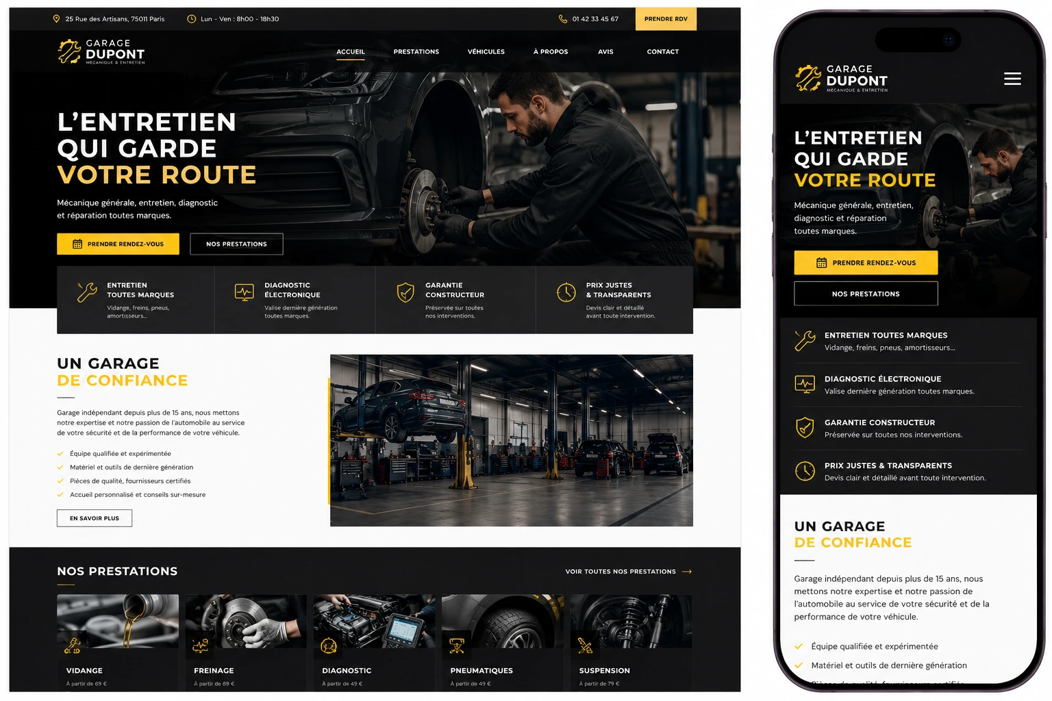 Aperçu du template Garage automobile