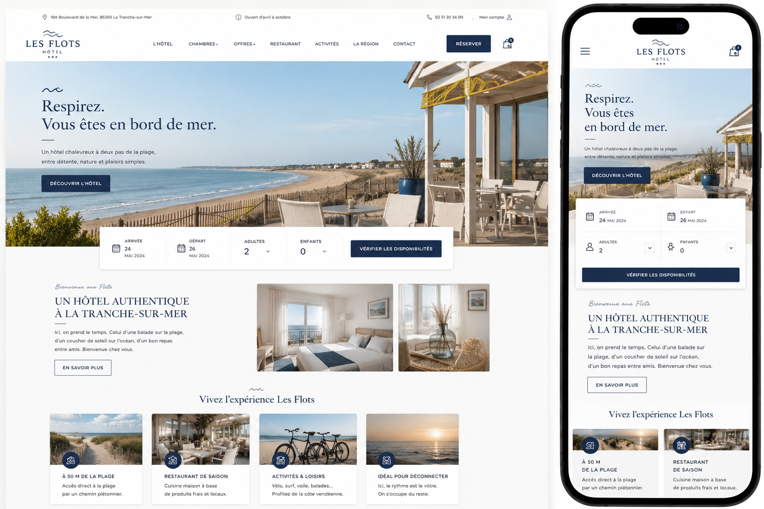 Aperçu du template Azura Hôtel — Bord de mer