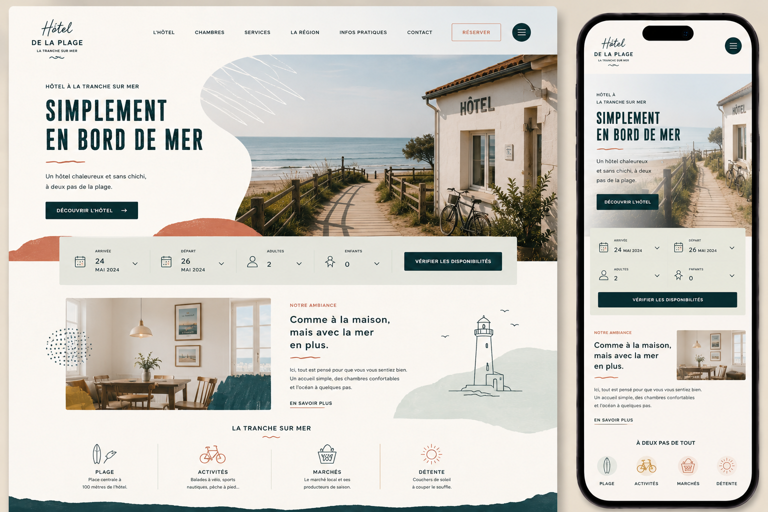 Aperçu du template Azura Hôtel — Luxe épuré