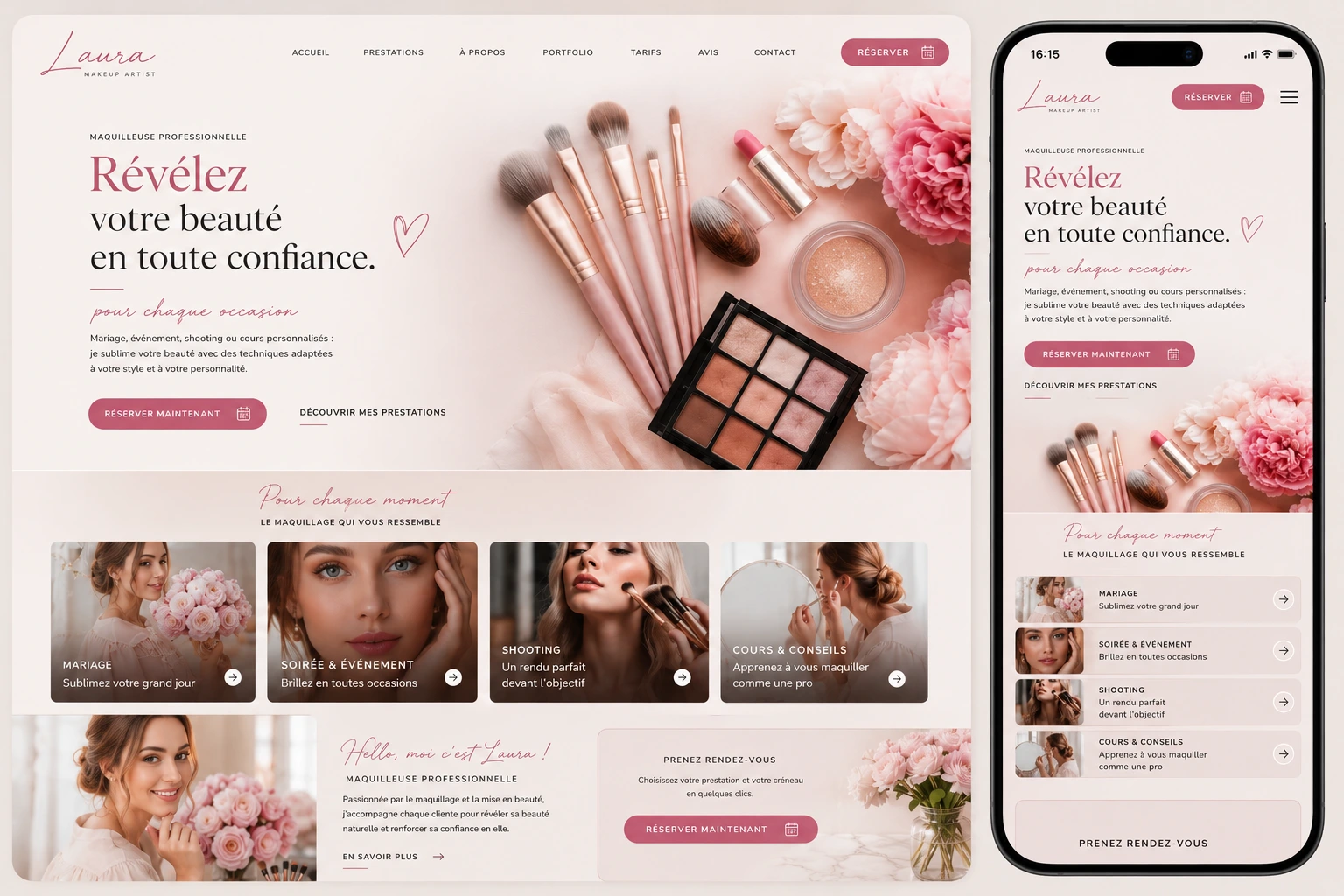 Aperçu du template Maquilleuse professionnelle