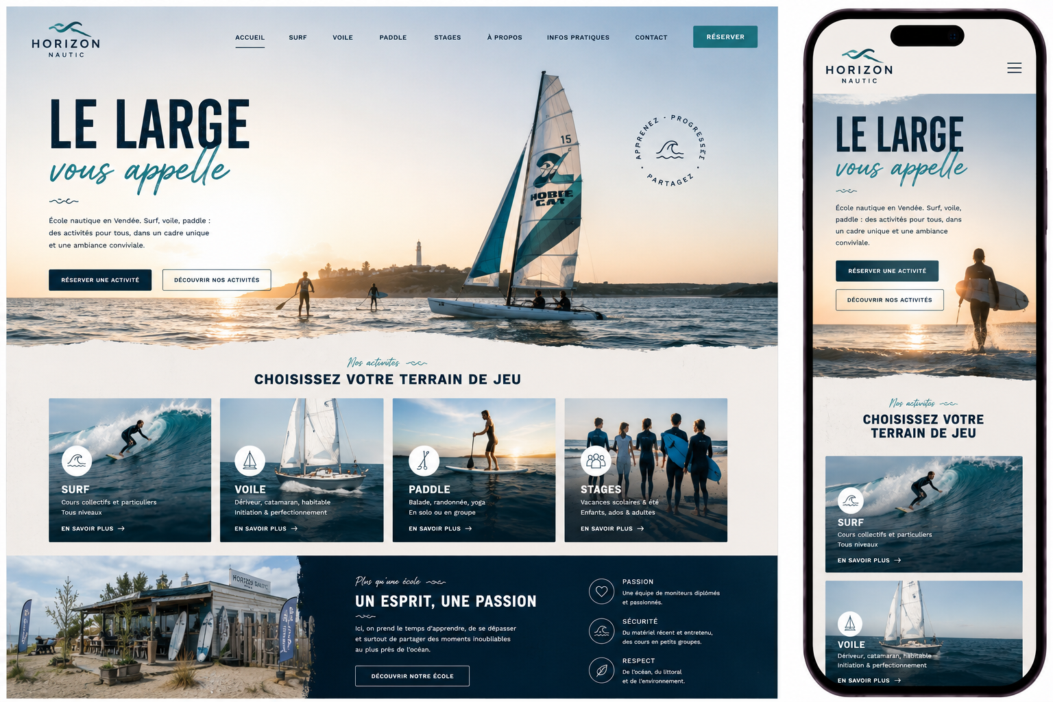 Aperçu du template École nautique Horizon