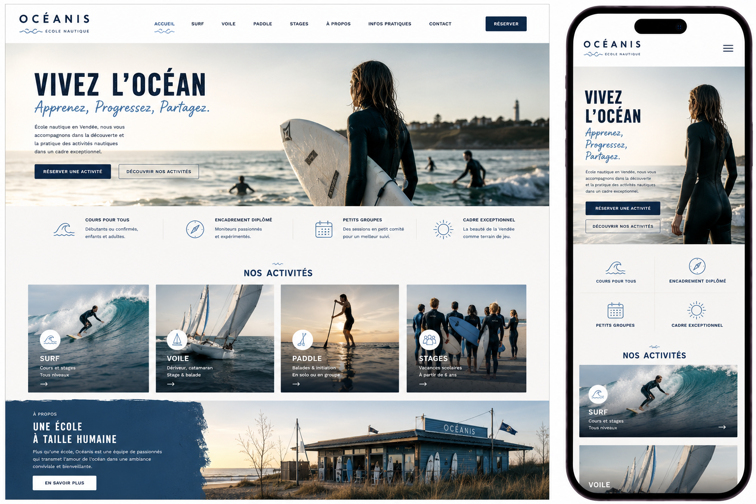Aperçu du template Océanis école nautique