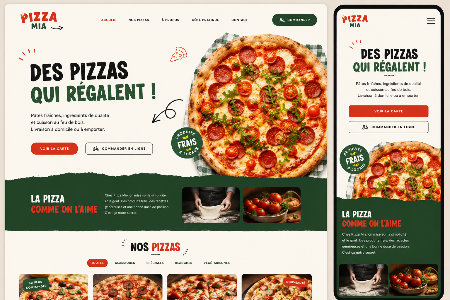 Aperçu du template Pizza Time