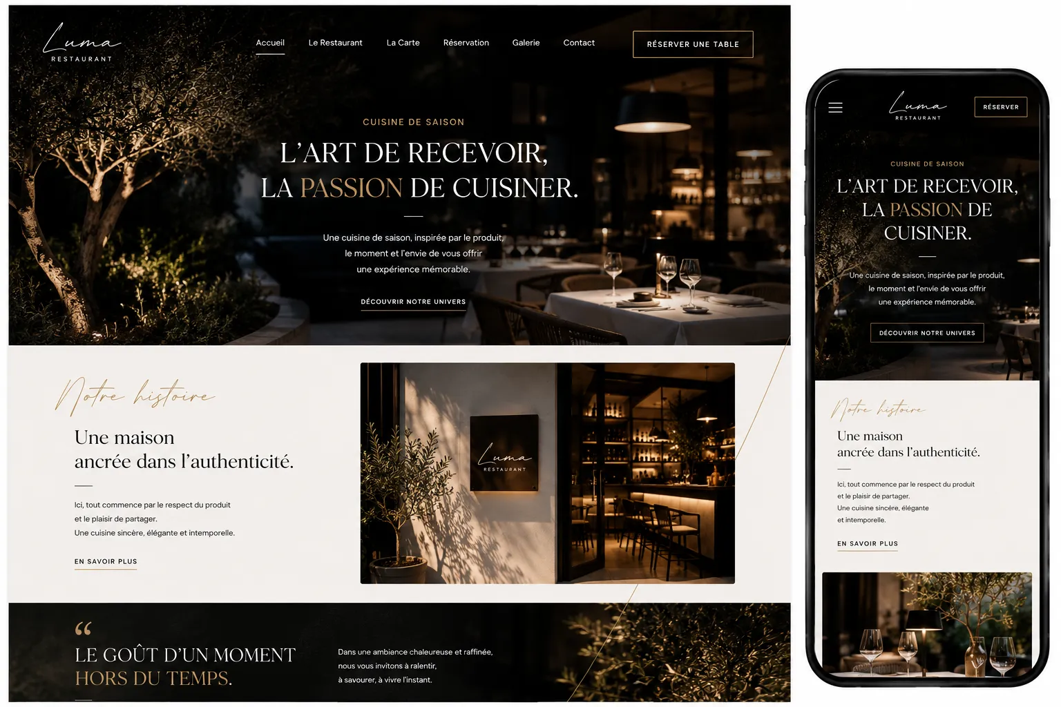 Aperçu du template Luma Restaurant