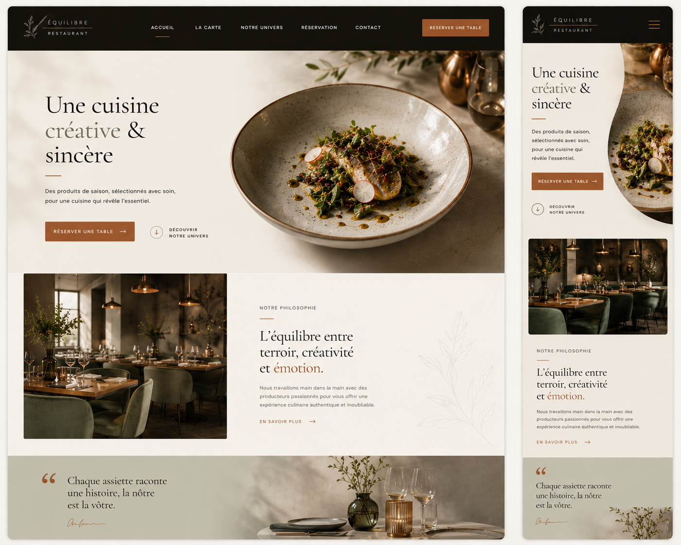 Aperçu du template Équilibre Restaurant