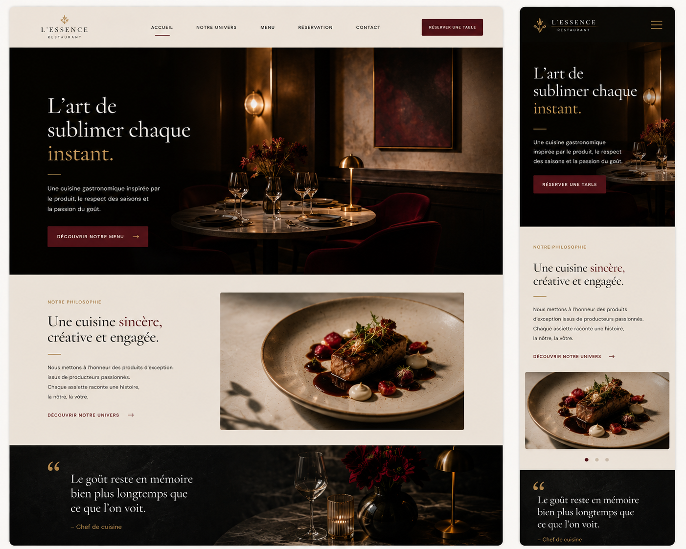 Aperçu du template L’Essence Restaurant