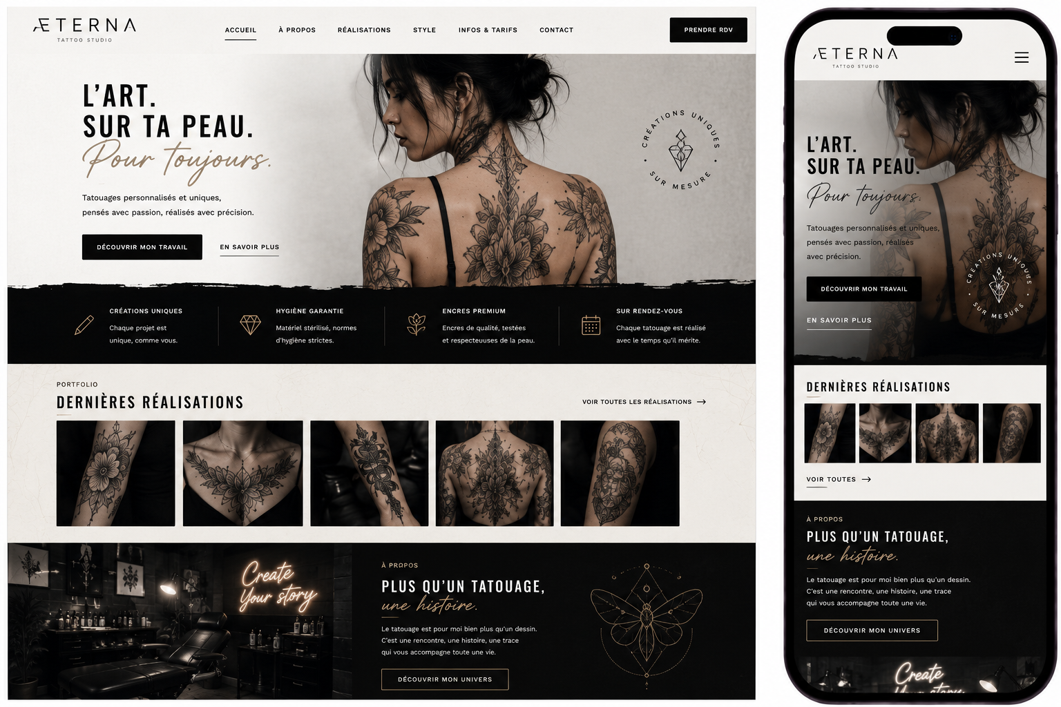 Aperçu du template Tatoueur Aeterna
