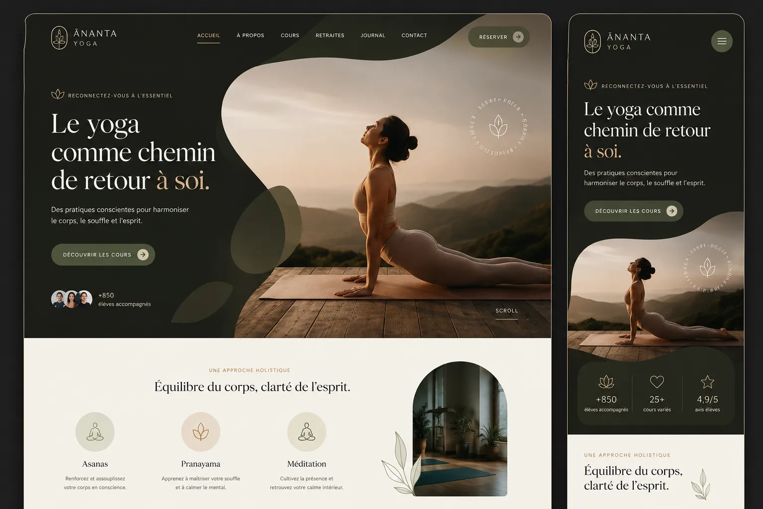 Aperçu du template Sādhana Yoga